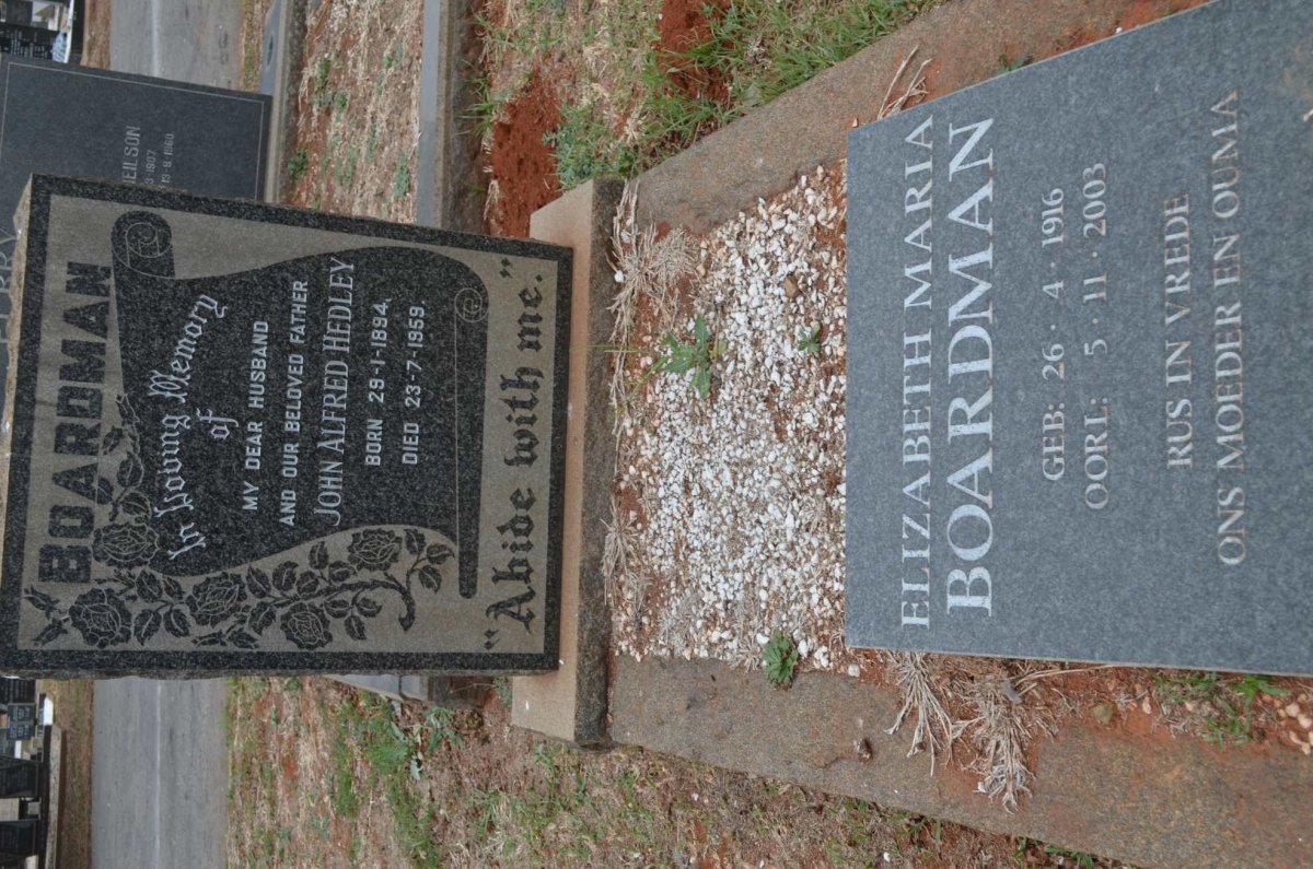 BOARDMAN John Alfred Hedley 1894-1959 &amp; Elizabeth Maria 1916-2003