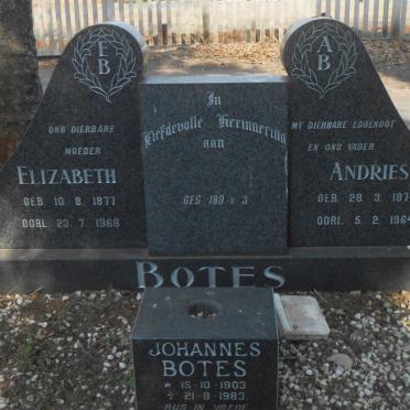 BOTES Andries 1874-1964 &amp; Elizabeth 1877-1968 :: BOTES Johannes 1903-1983