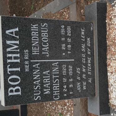 BOTHMA Hendrik Jacobus 1914-2001 &amp; Susanna Maria Christina 1920-1992