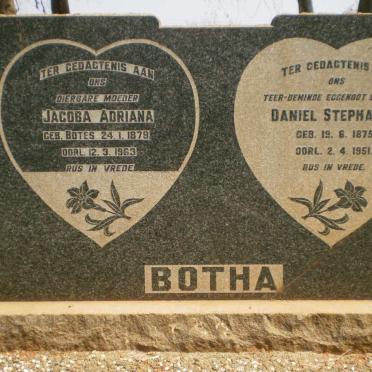 BOTHA Daniel Stephanus 1875-1951 &amp; Jacoba Adriana BOTES 1879-1963