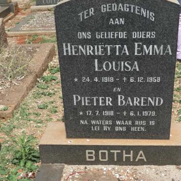 BOTHA Pieter Barend 1918-1979 &amp; Henrietta Emma Louisa 1918-1958