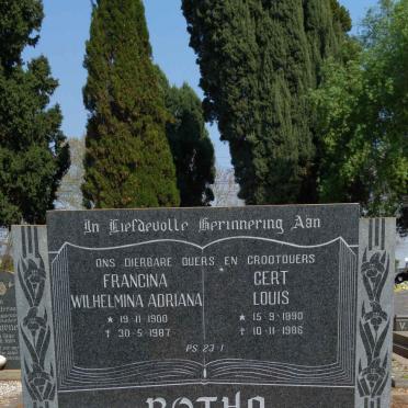 BOTHA Gert Louis 1890-1986 &amp; Francina Wilhelmina Adriana 1900-1987