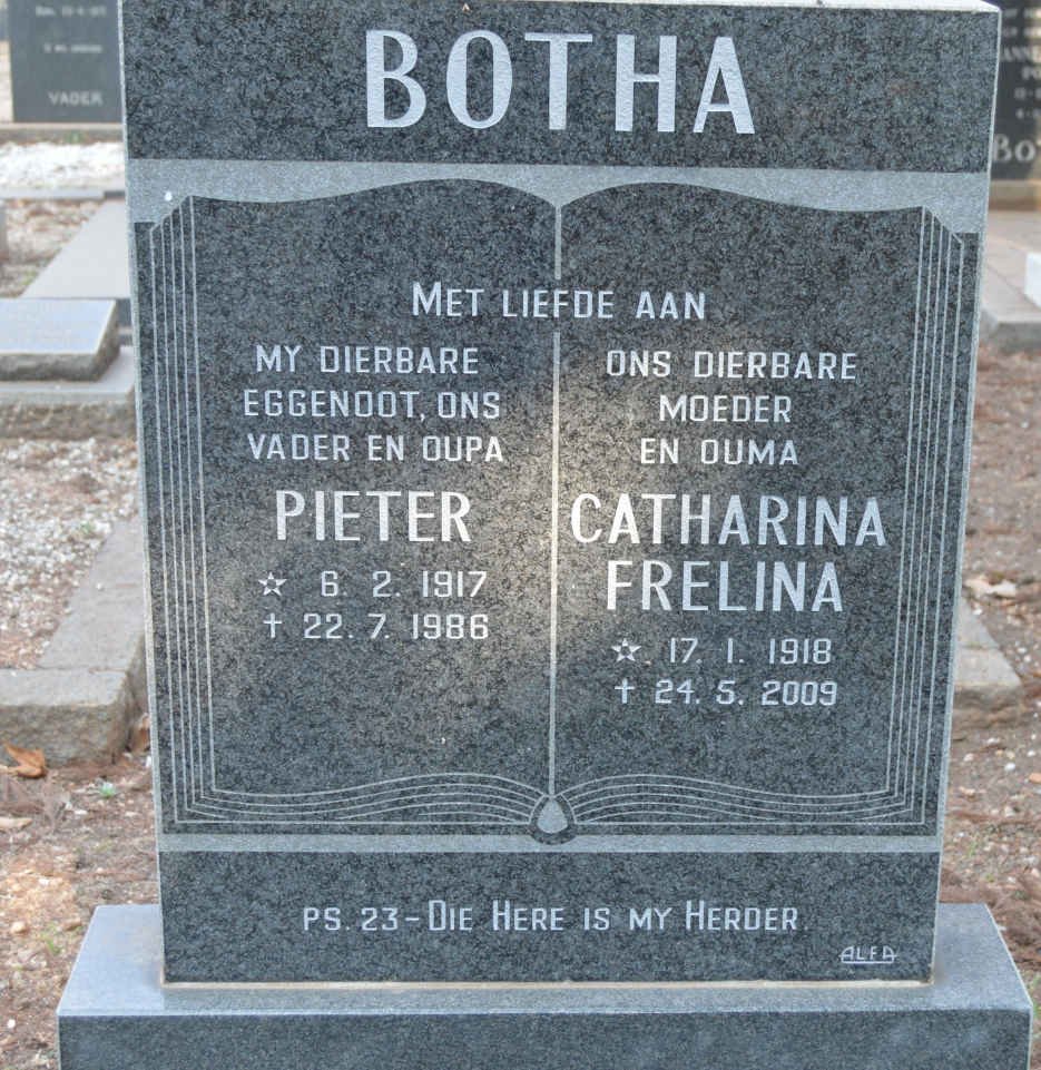 BOTHA Pieter 1917-1986 & Catharina Frelina 1918-2009