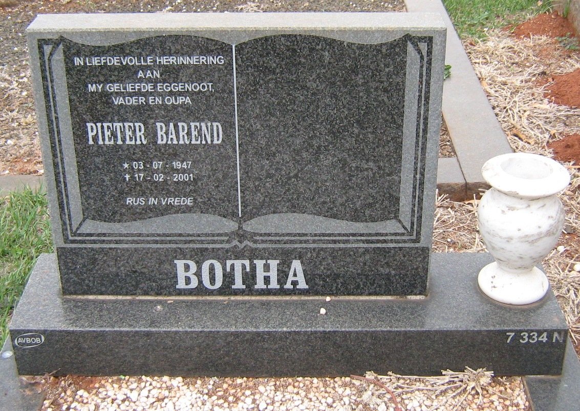 BOTHA Pieter Barend 1947-2001