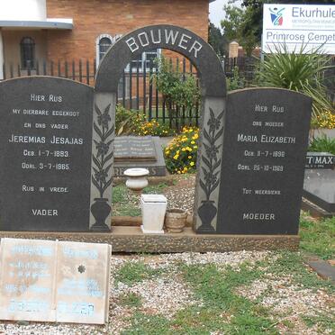 BOUWER Jeremias Jesajas 1893-1965 &amp; Maria Elizabeth 1896-1969 :: OBERHOLZER Johannes Hendrik 1955-1975