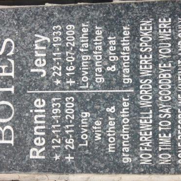 BOTES Jerry 1933-2009 &amp; Rennie 1931-2003