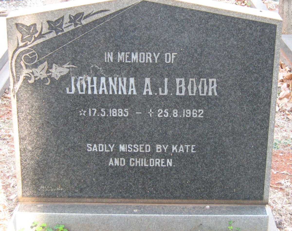 BOOR Johanna A.J. 1885-1962