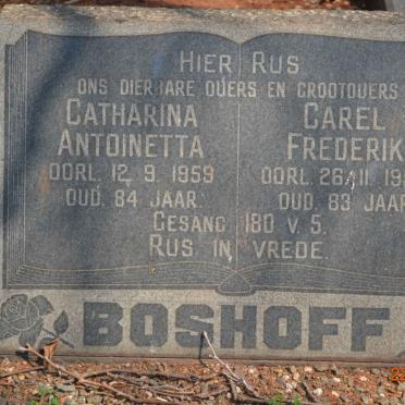 BOSHOFF Carel Frederik -1950 &amp; Catharina Antoinetta -1959