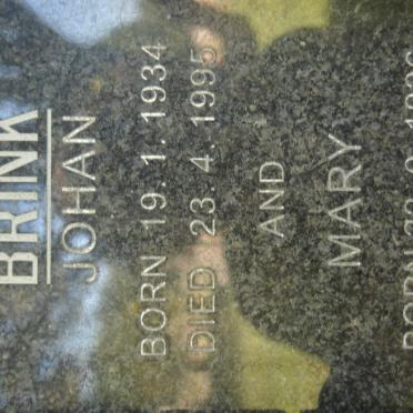 BRINK Johan 1934-1995 &amp; Mary 1926-