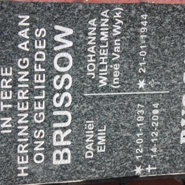 BRUSSOW Daniel Emil 1937-2004 &amp; Johanna Wilhelmina VAN WYK 1944-