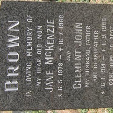 BROWN Jane Mckenzie 1878-1968 :: BROWN Clement John 1914-1986