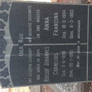 BRITS Roelof Johannes Cornelius 1898-1985 &amp; Anna Francina 1904-1963