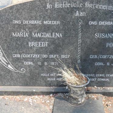 BREEDT Maria Magdalena nee COETZEE 1907-1971 :: POTGIETER Susanna Dorethea nee COETZEE 1911-1964