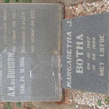 BUISSON A.M., du -1955 :: BOTHA Margaretha J. 1927-1994 :: BOTHA Ebenhaeser 1927-2000