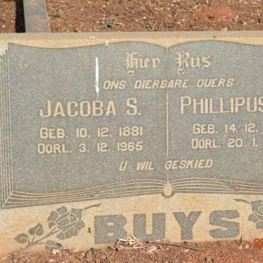 BUYS Phillipus J.C. 1872-1965 &amp; Jacoba S. 1881-1965