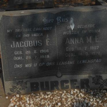 BURGER Jacobus F. 1906-1959 &amp; Anna M.E. 1907-1972