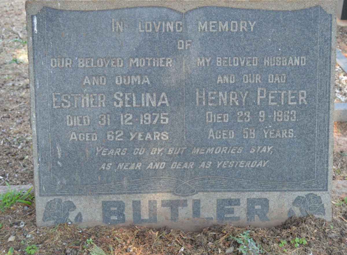 BUTLER Henry Peter -1963 &amp; Ester Selina -1975