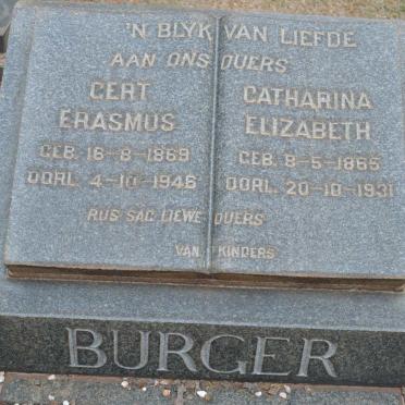 BURGER Gert Erasmus 1869-1946 &amp; Catharina Elizabeth 1865-1931