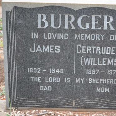 BURGER James 1892-1948 &amp; Gertrude E.M. WILLEMSE 1897-1975