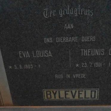 BYLEVELD Theunis Gertse 1901-1969 &amp; Eva Louisa 1905-