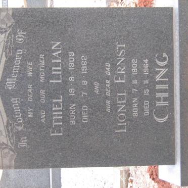CHING Lionel Ernst 1902-1964 &amp; Ethel Lilian 1909-1962