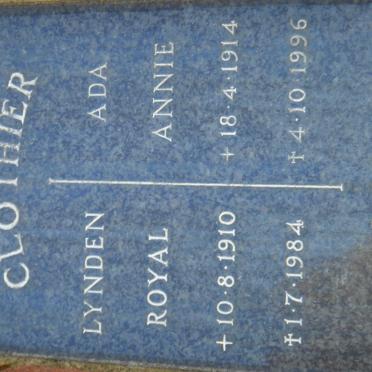 CLOTHIER Lynden Royal 1910-1984 &amp; Ada Annie 1914-1996