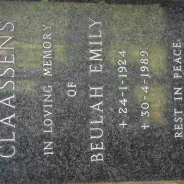 CLAASSENS Beulah Emily 1924-1989