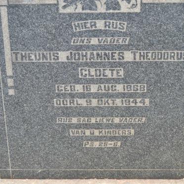 CLOETE Theunis Johannes Theodorus 1868-1944