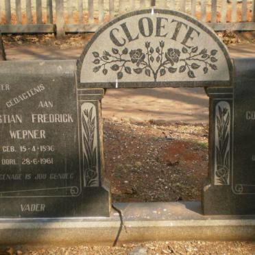 CLOETE Christiaan Fredrick Wepner 1896-1961 &amp; Cornelia Maria Petronella 1902-1958