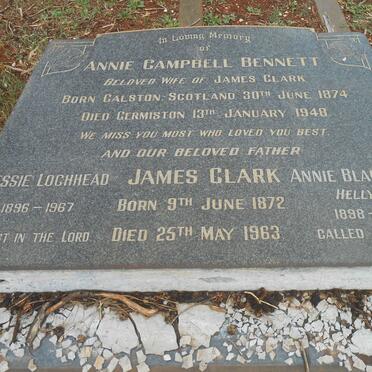 CLARK James 1872-1963 &amp; Annie Campbell Bennett 1874-1948