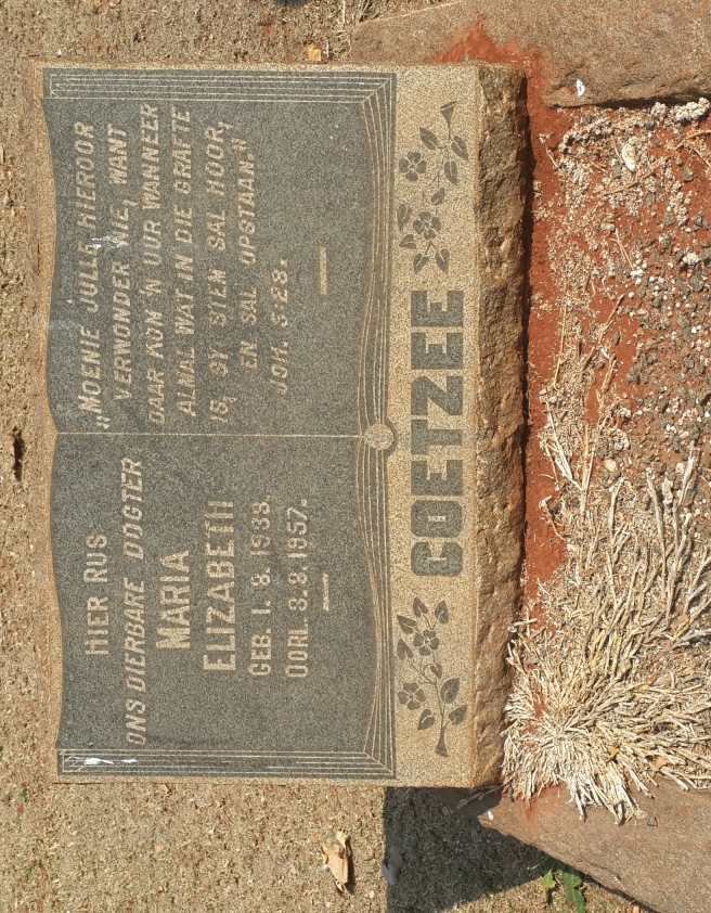 COETZEE Maria Elizabeth 193?-1957