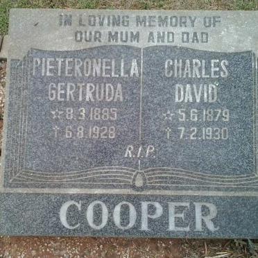 COOPER Charles David 1879-1930 &amp; Pieteronella Gertruda 1885-1928