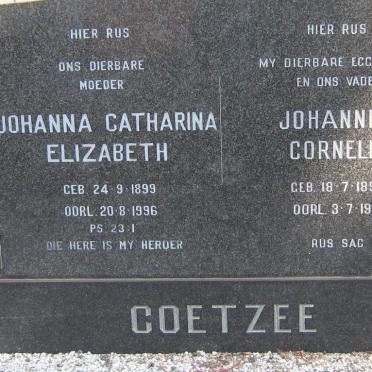 COETZEE Johannes Cornelis 1898-1961 &amp; Johanna Catharina Elizabeth 1899-1996