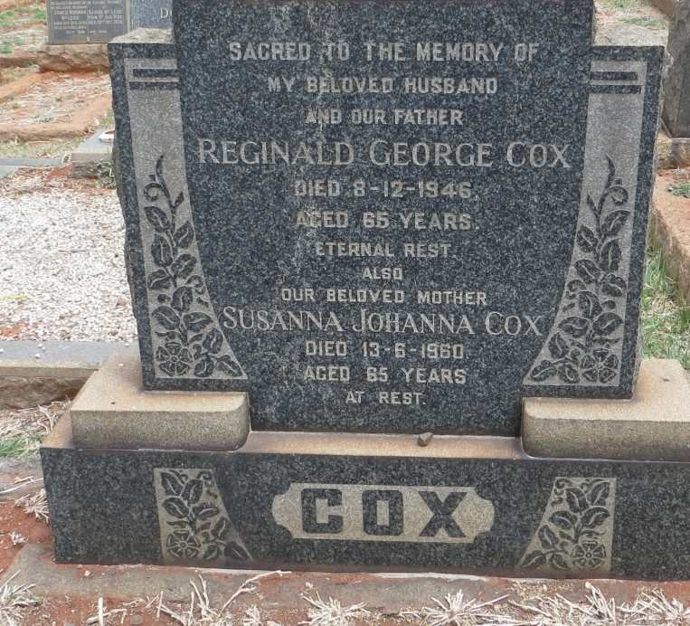 COX Reginald George -1946 &amp; Susanna Johanna -1960