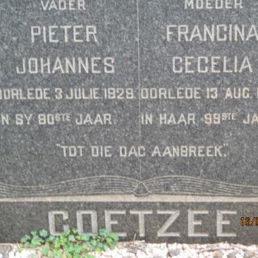 COETZEE Pieter Johannes -1929 &amp; Francina Cecelia -1959