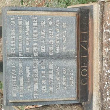 COETZEE Stephanus Bernardus 1912-1956 &amp; Sophia Lucia Hiles 1912-1967