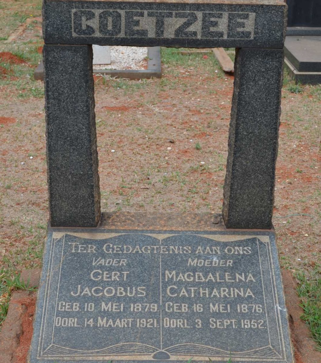 COETZEE Gert Jacobus 1879-1921 &amp; Magdalena Catharina 1876-1952