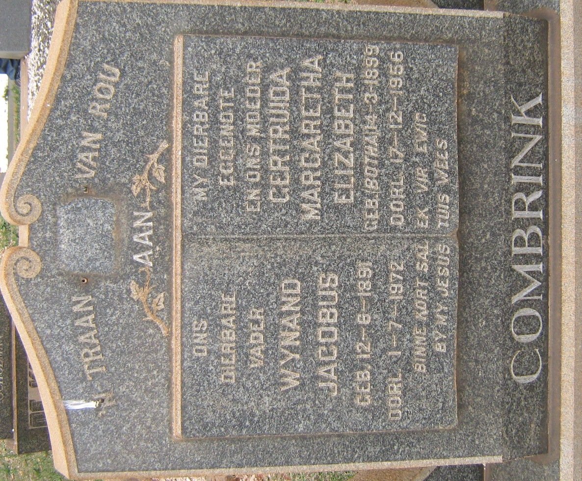 COMBRINK Wynand Jacobus 1891-1972 &amp; Gertruida Margaretha Elizabeth BOTHA 1899-1956
