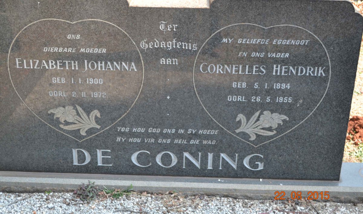 CONING Cornelles Hendrik 1894-1955 &amp; Elizabeth Johanna 1900-1972