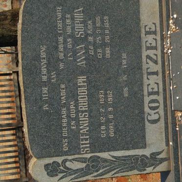 COETZEE Stefanus Rudolph 1893-1962 &amp; Anna Sophia DE KOCK 1895-1959