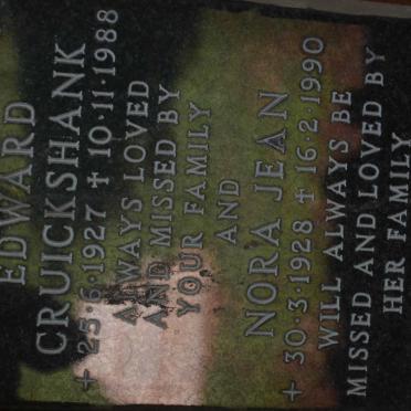 CRUICKSHANK Edward 1927-1988 &amp; Nora Jean 1928-1990