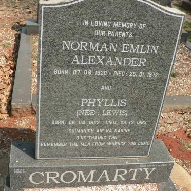 CROMARTY Norman Emlin Alexander 1920-1972 &amp; Phyllis LEWIS 1922-1969
