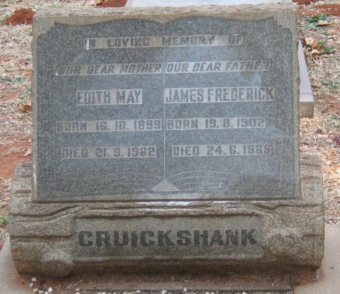 CRUICKSHANK James Frederick 1902-1965 &amp; Edith May 1899-1962