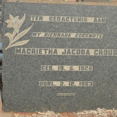CROUS Magrietha Jacoba 1925-1963