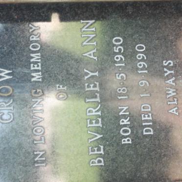 CROW Beverley Ann 1950-1990