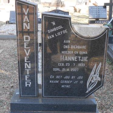 DEVENTER Hannetjie, van 1933-2007