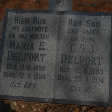 DELPORT G.S.J. 1893-1974 &amp; Maria E. 1894-1959