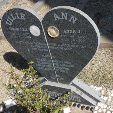 DEVENTER Lewies J.W.A., van 1932-1979 &amp; Anna J. KOTZE 1937-2008