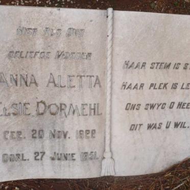 DORMEHL Anna Aletta Elsie 1888-1951