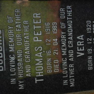 DOBBINS Thomas Peter 1916-1989 &amp; Vera 1920-2004